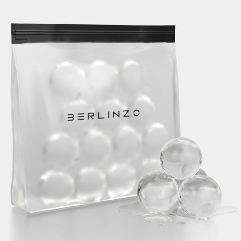BERLINZO transparent ice bag demonstrates sturdy reusable design ideal for parties and picnics.