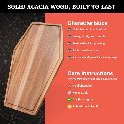 Berry Good Lunch acacia wood closeup reveals durable grain and finish.