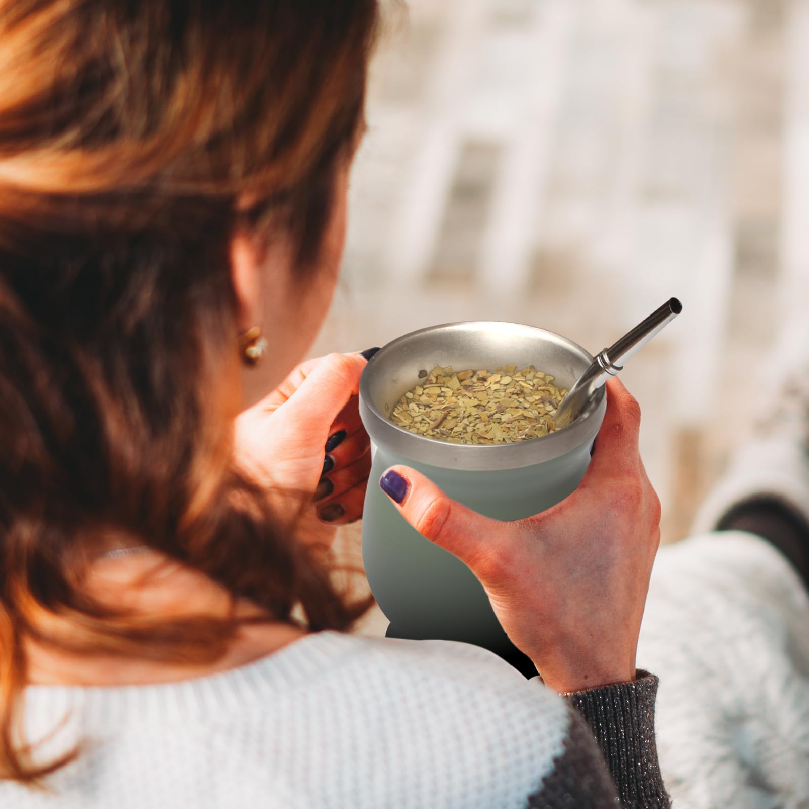 Beruth 8oz yerba mate cup demonstrates convenient capacity for daily rituals.