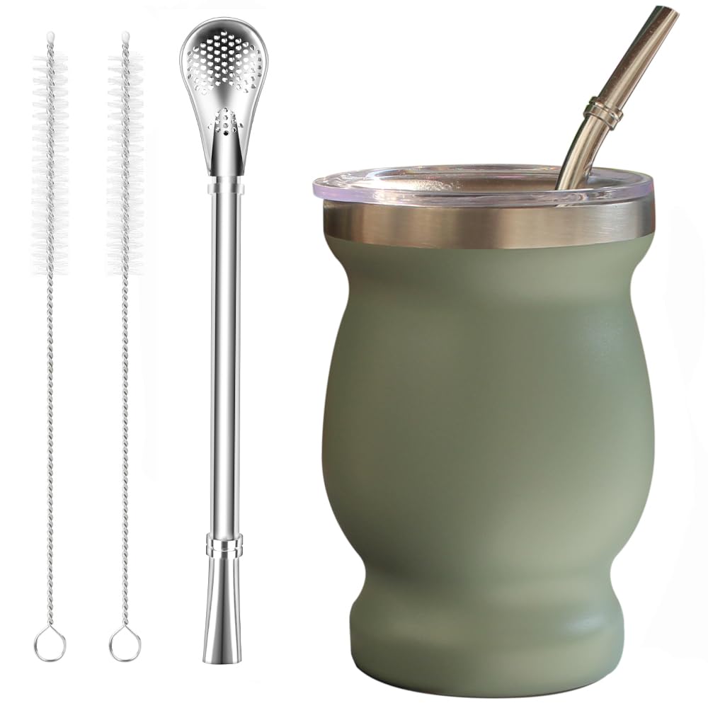 Beruth bombilla yerba mate gourd with lid keeps drinks fresh on the go.