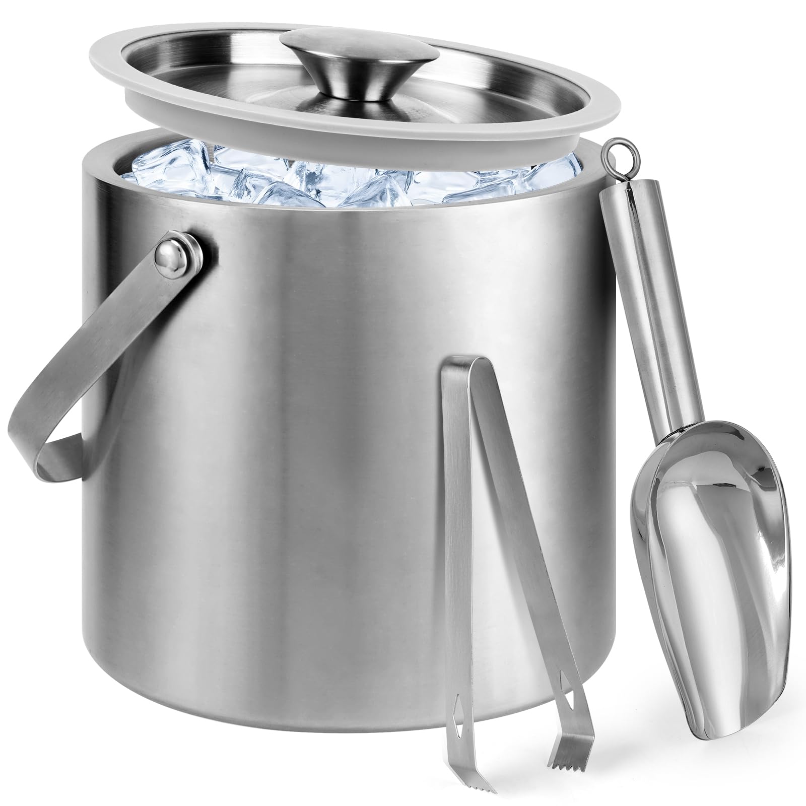 Berverra portable ice bucket with lid and handle for easy carrying.
