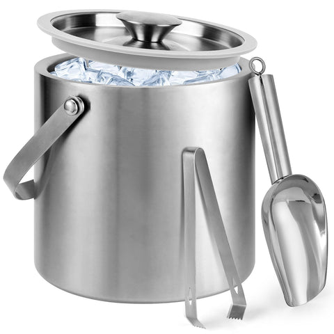 Berverra portable ice bucket with lid and handle for easy carrying.