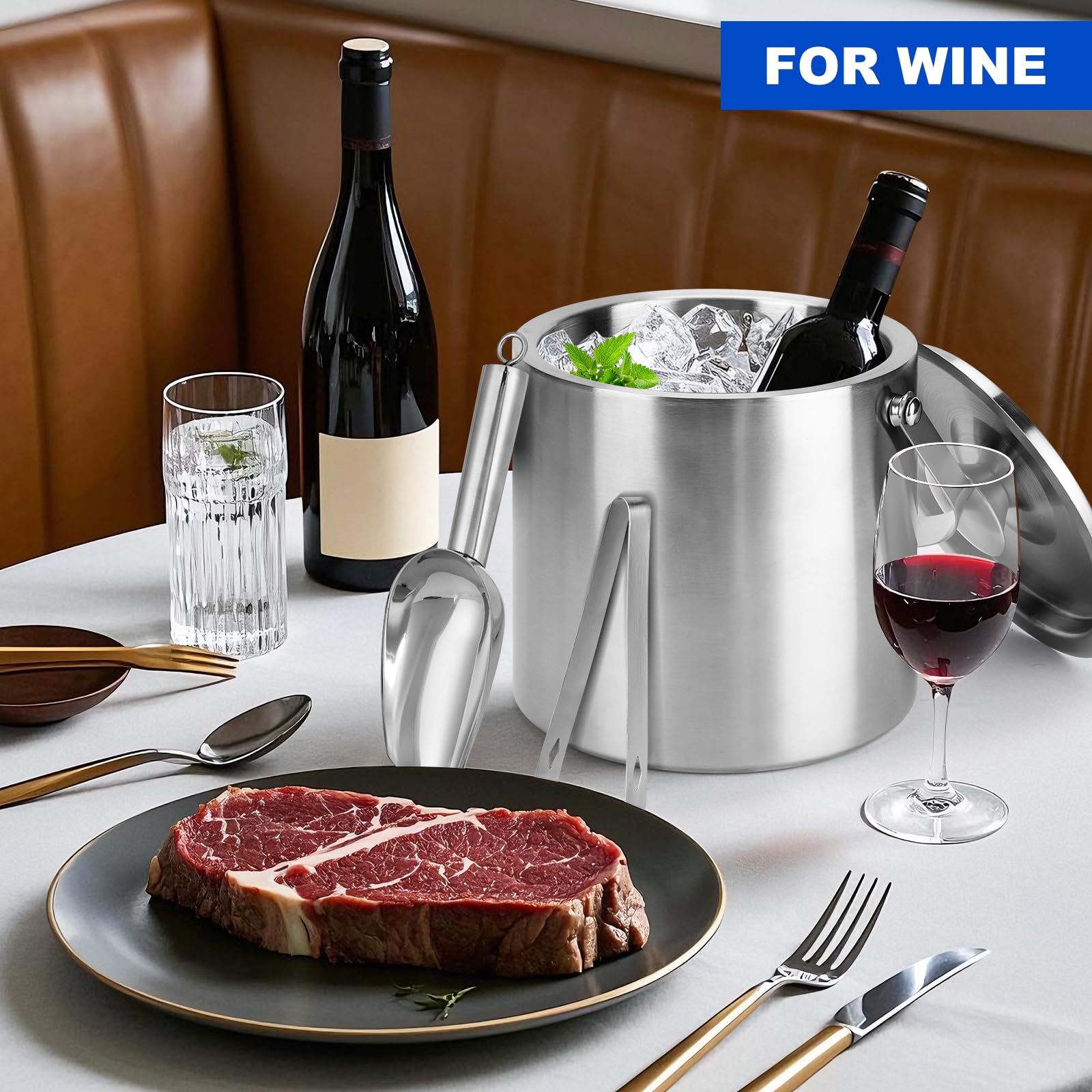 Ice tongs for hygienic ice handling during cocktails.
