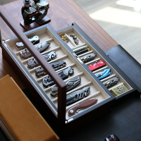 Besforu display case holds 15-17 knives for growing collections