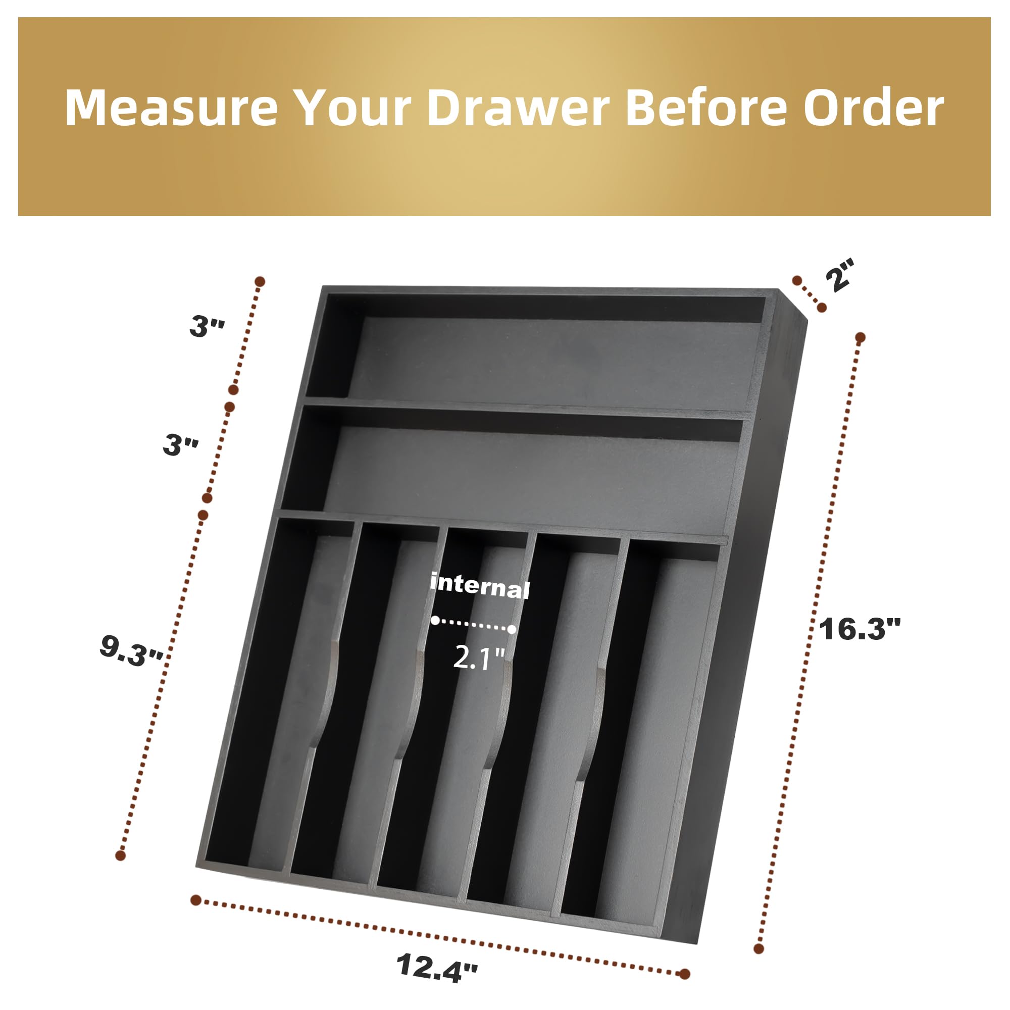 Besilord bamboo drawer tray side view shows sturdy construction for long-lasting use.