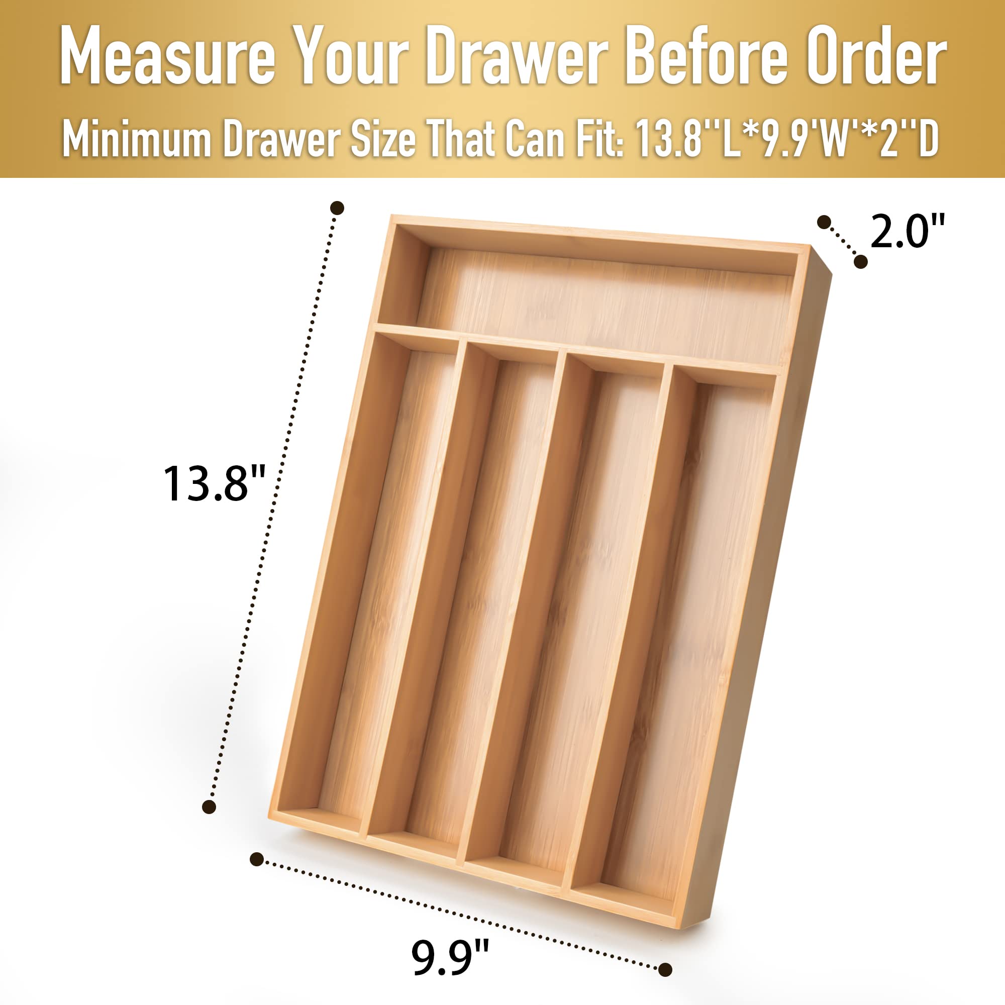 Besilord drawer silverware tray with mortise-tenon construction for durability