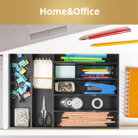 Besilord multipurpose drawer organizer suitable for kitchen, bathroom, and office storage.