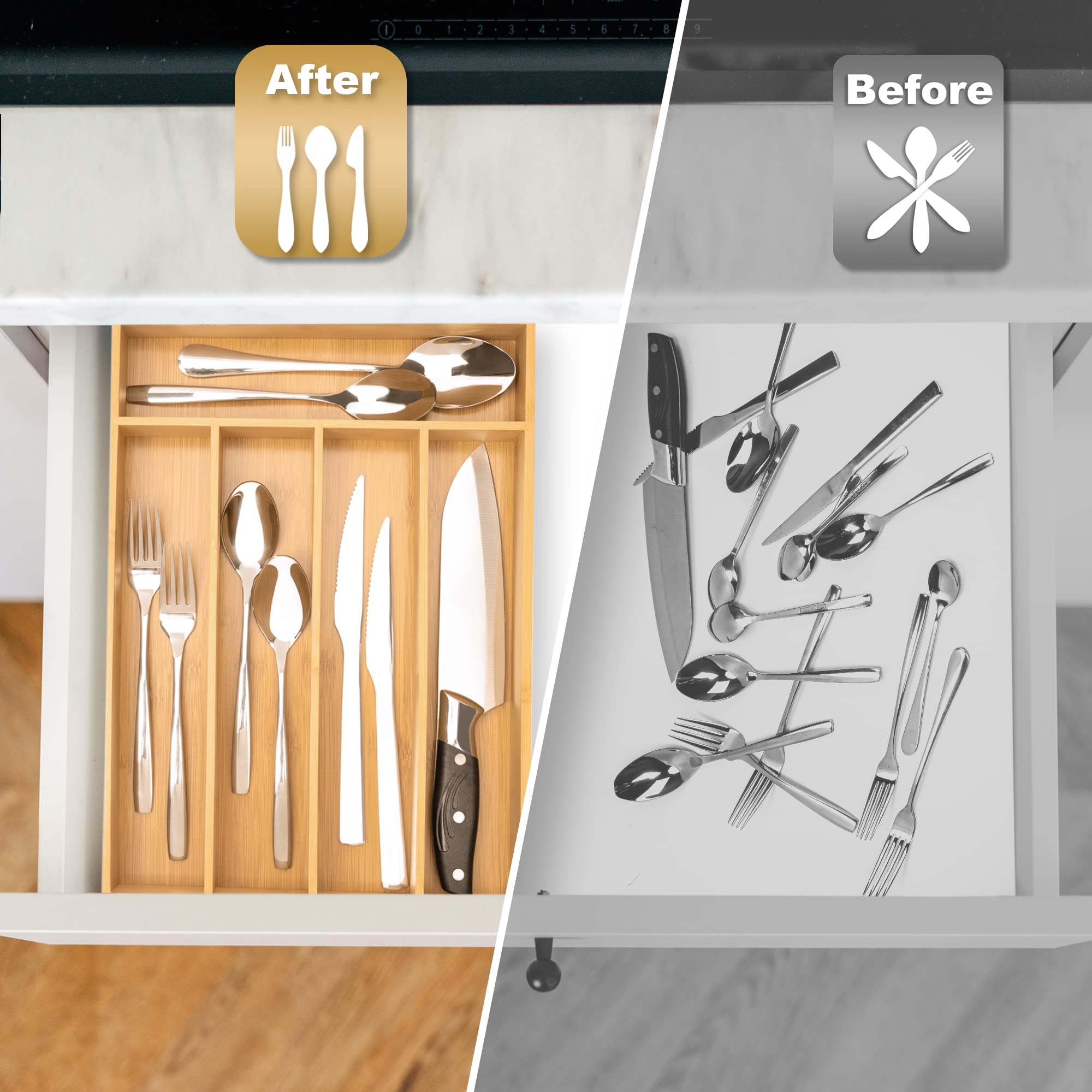 Besilord versatile kitchen drawer organizer for utensils and small items