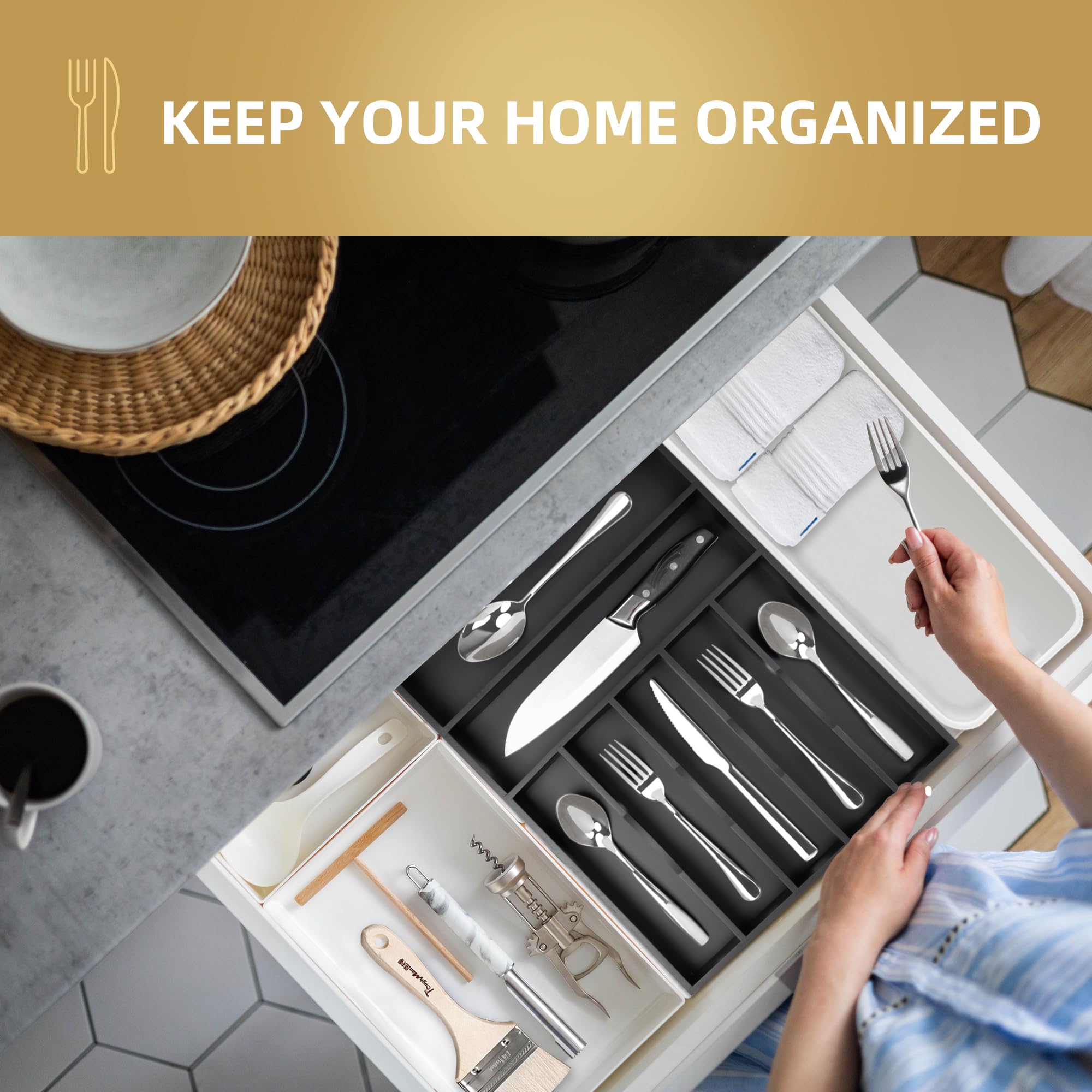 Besilord non-slip base prevents sliding for a secure drawer display.