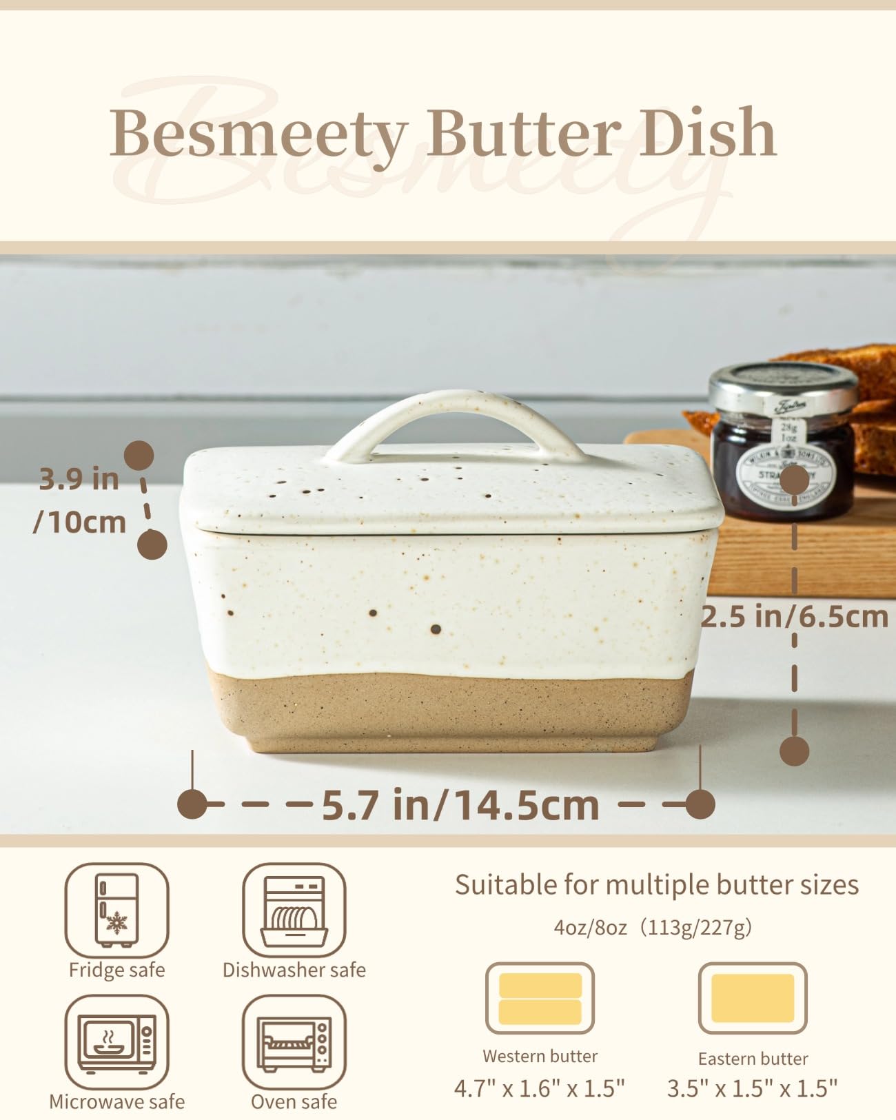 Besmeety butter dish serves 250 g butter at family gatherings