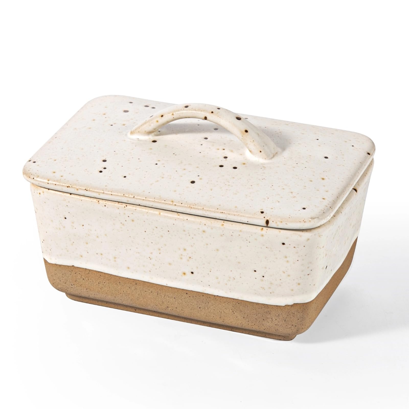 Besmeety ceramic butter dish with lid keeps butter fresh on the countertop
