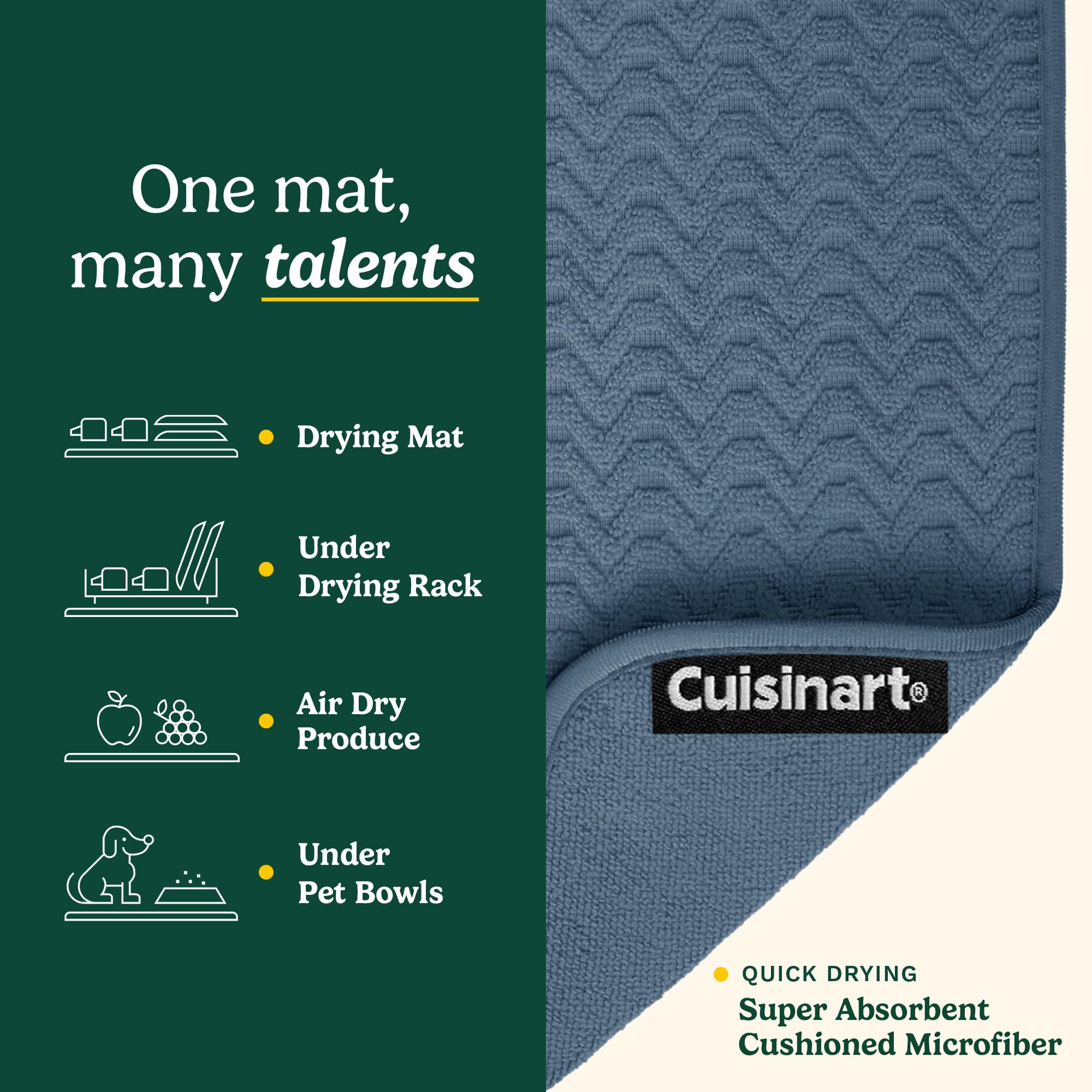 Best Brands Cuisinart dish drying mat foldable design for compact storage near counter.