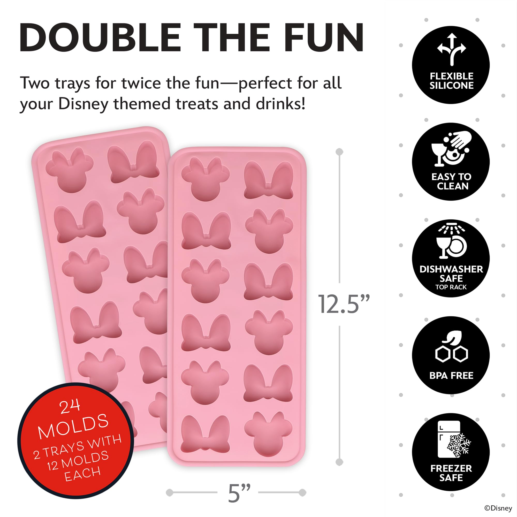 Top-rack dishwasher safe Minnie Mouse molds for quick cleanup