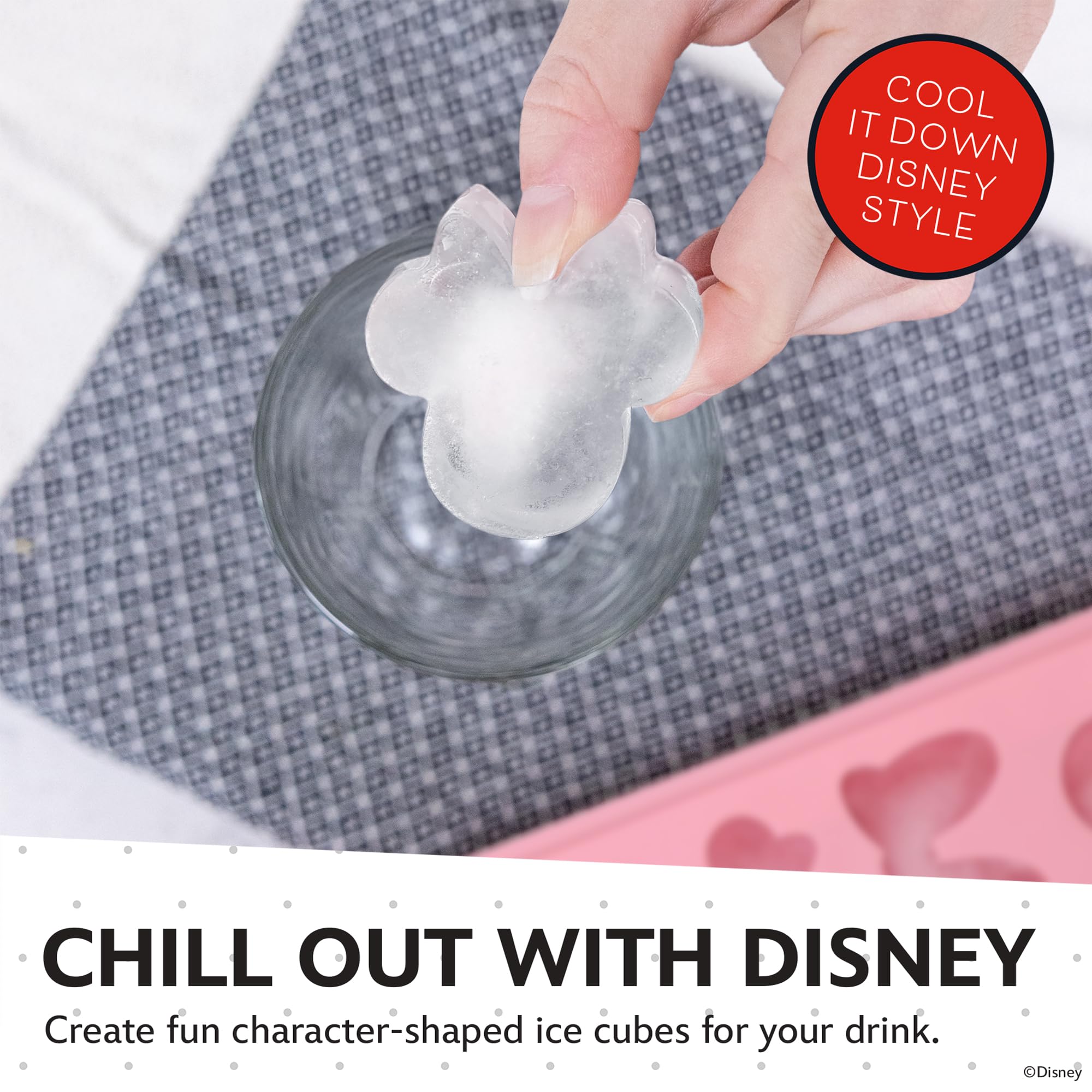 Minnie Mouse pink silicone molds for cocktails or kid-friendly treats