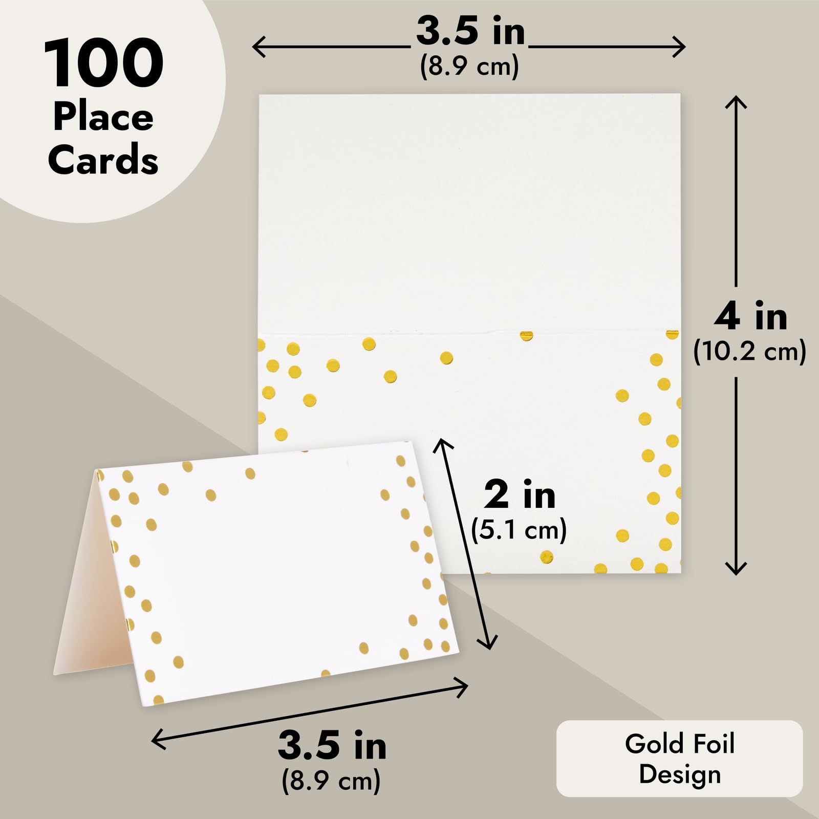 Best Paper Greetings bridal shower name card with gold accents.