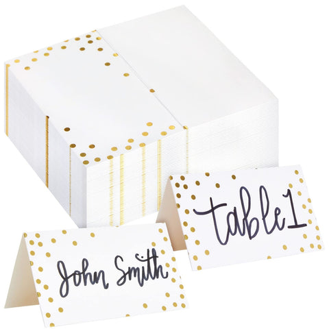 Best Paper Greetings gold polka dots place card for elegant event seating.