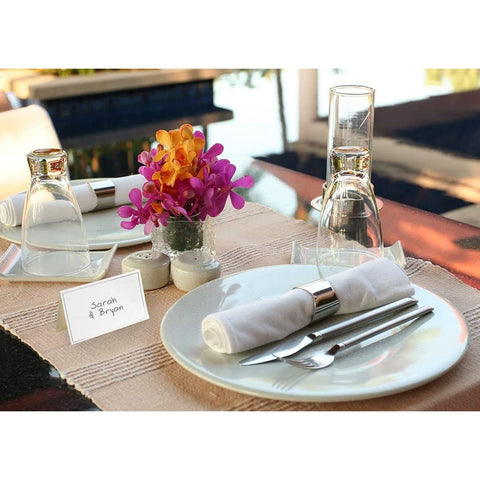 Best Paper Greetings folded table card showcasing compact 3.5x2 size for easy reading.
