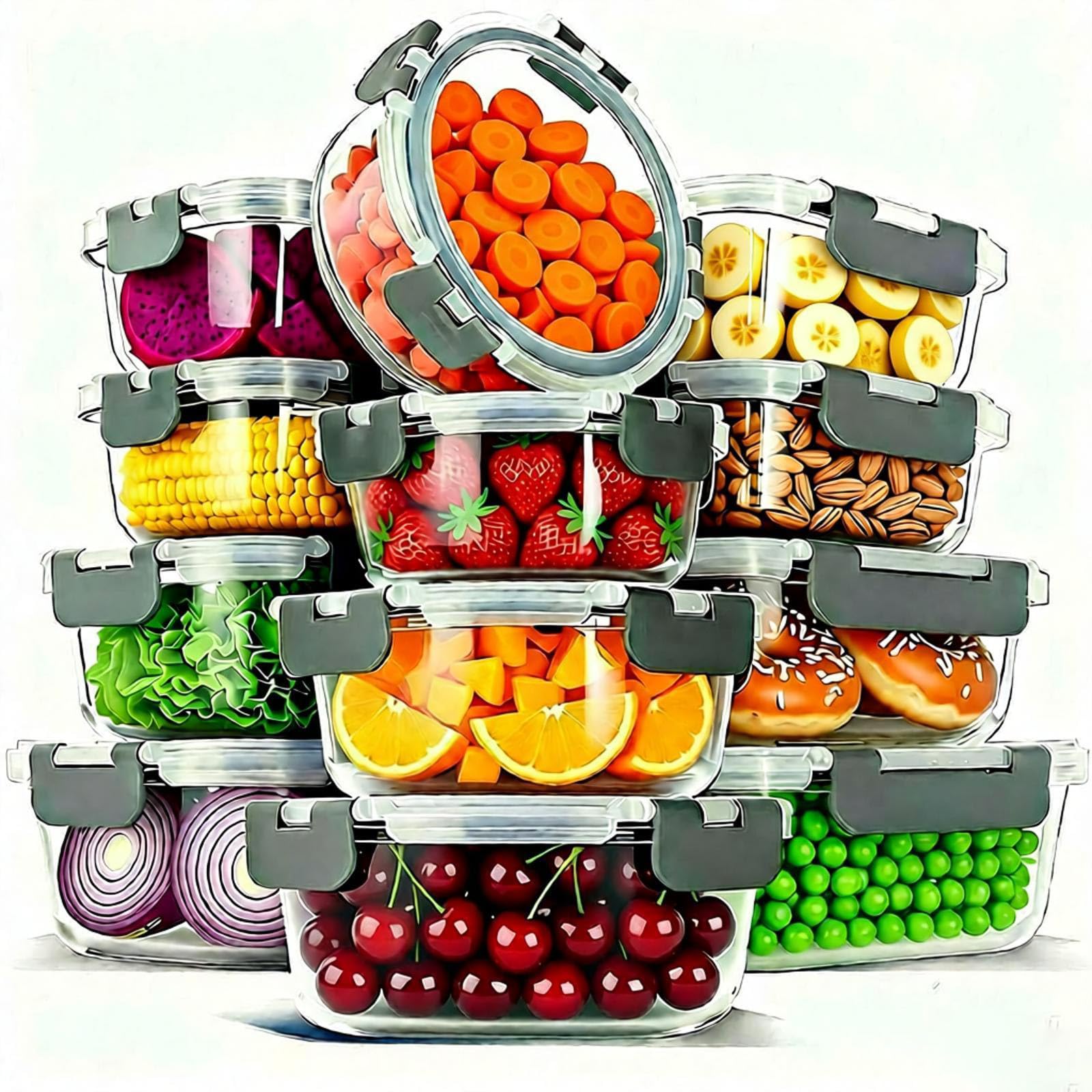 Bestfull rectangular 1040ml glass container with airtight lid for meal prep and leftovers.