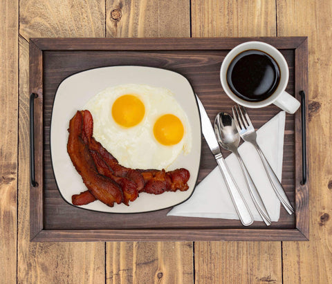 Besti rustic tray closeup showing durable iron handles for safe carrying.
