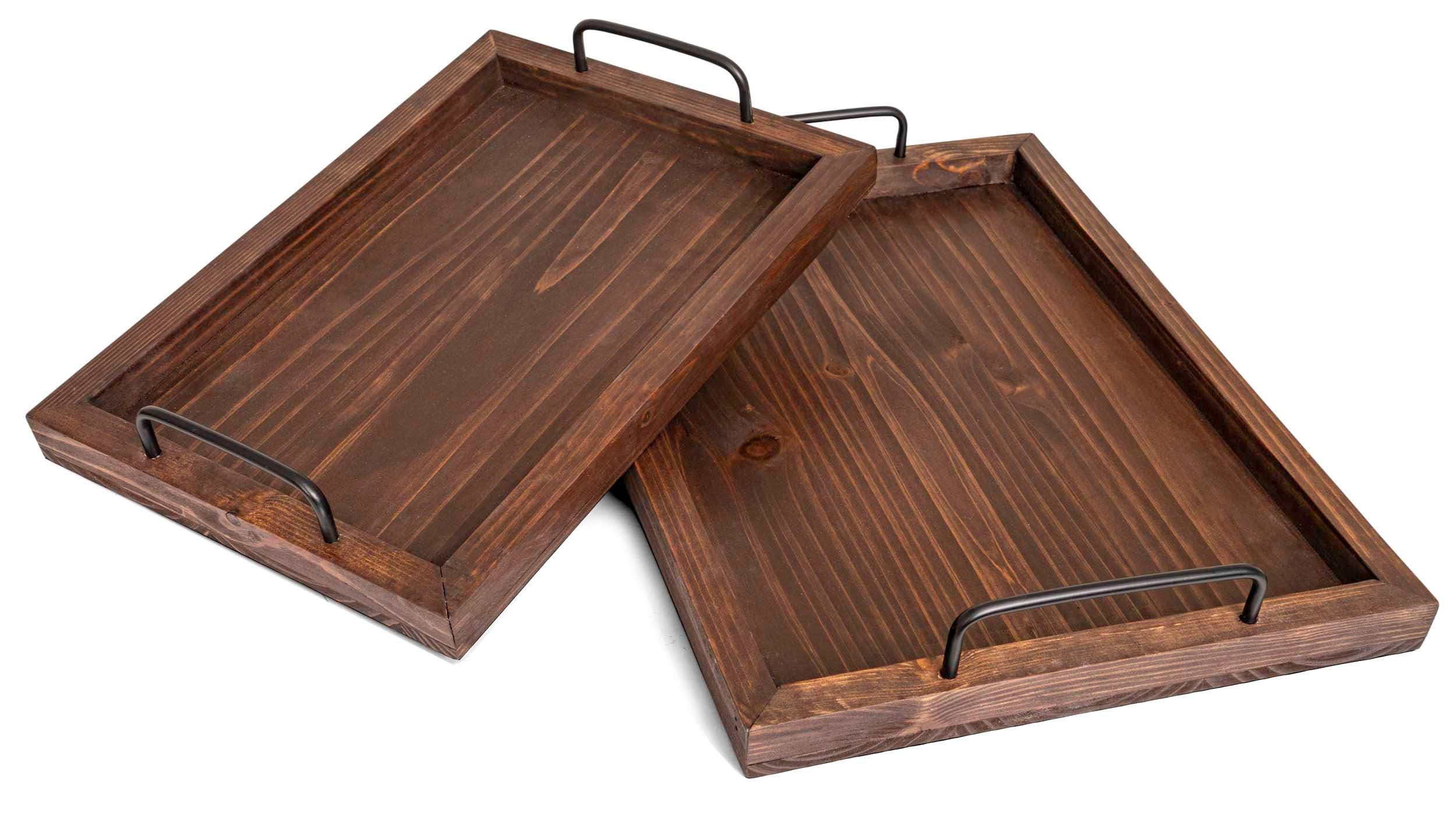 Besti rustic vintage large tray with sturdy iron handles for easy transport of drinks.