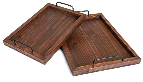 Besti rustic vintage large tray with sturdy iron handles for easy transport of drinks.