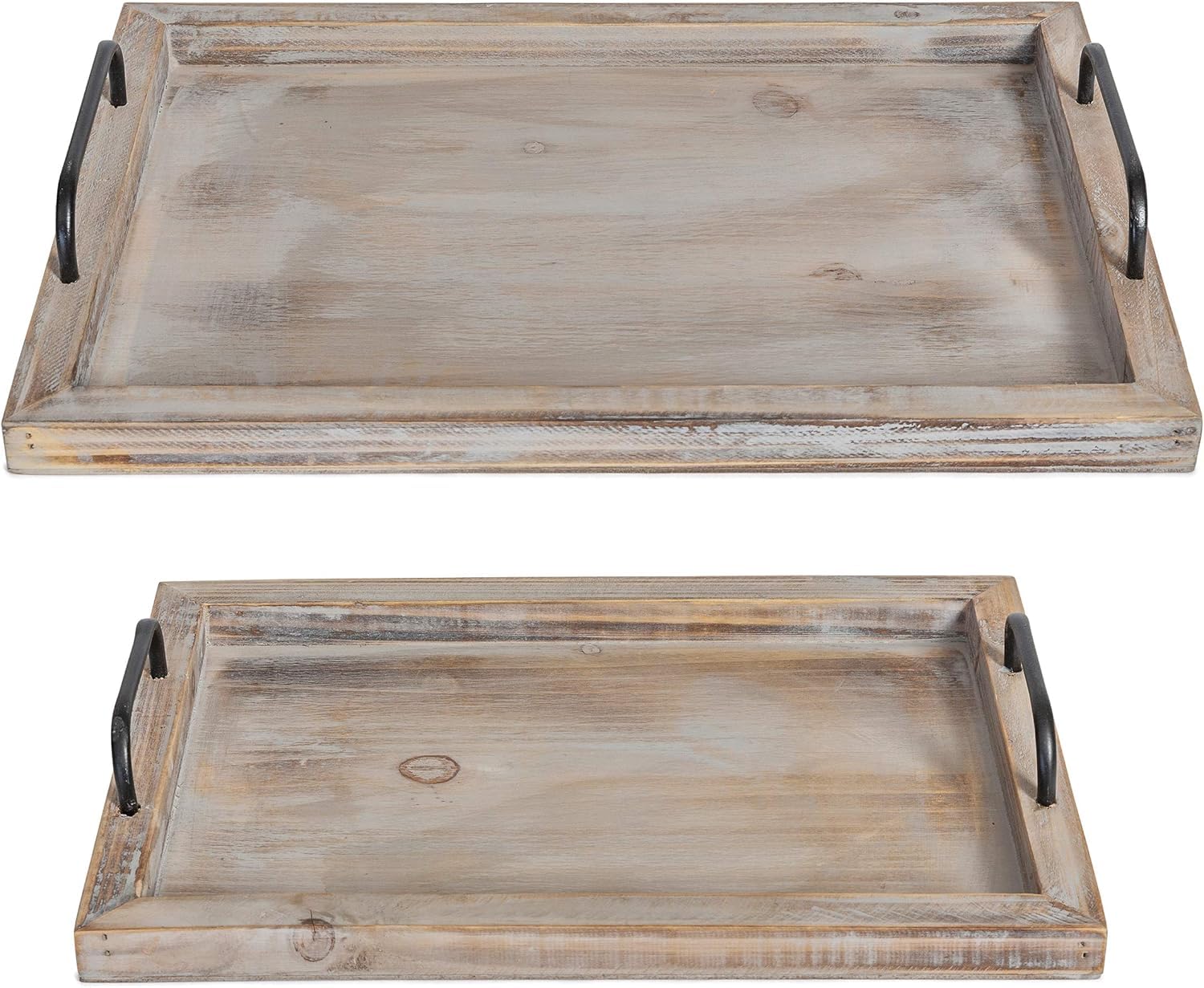 Besti Rustic Vintage Tray Set large with weathered finish, ideal for serving meals.