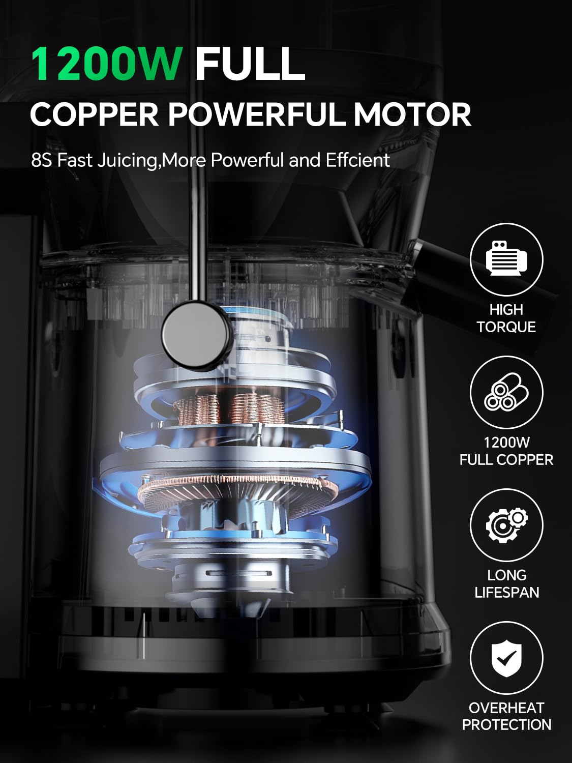 Bestome dual speed operation with low and high settings for different produce