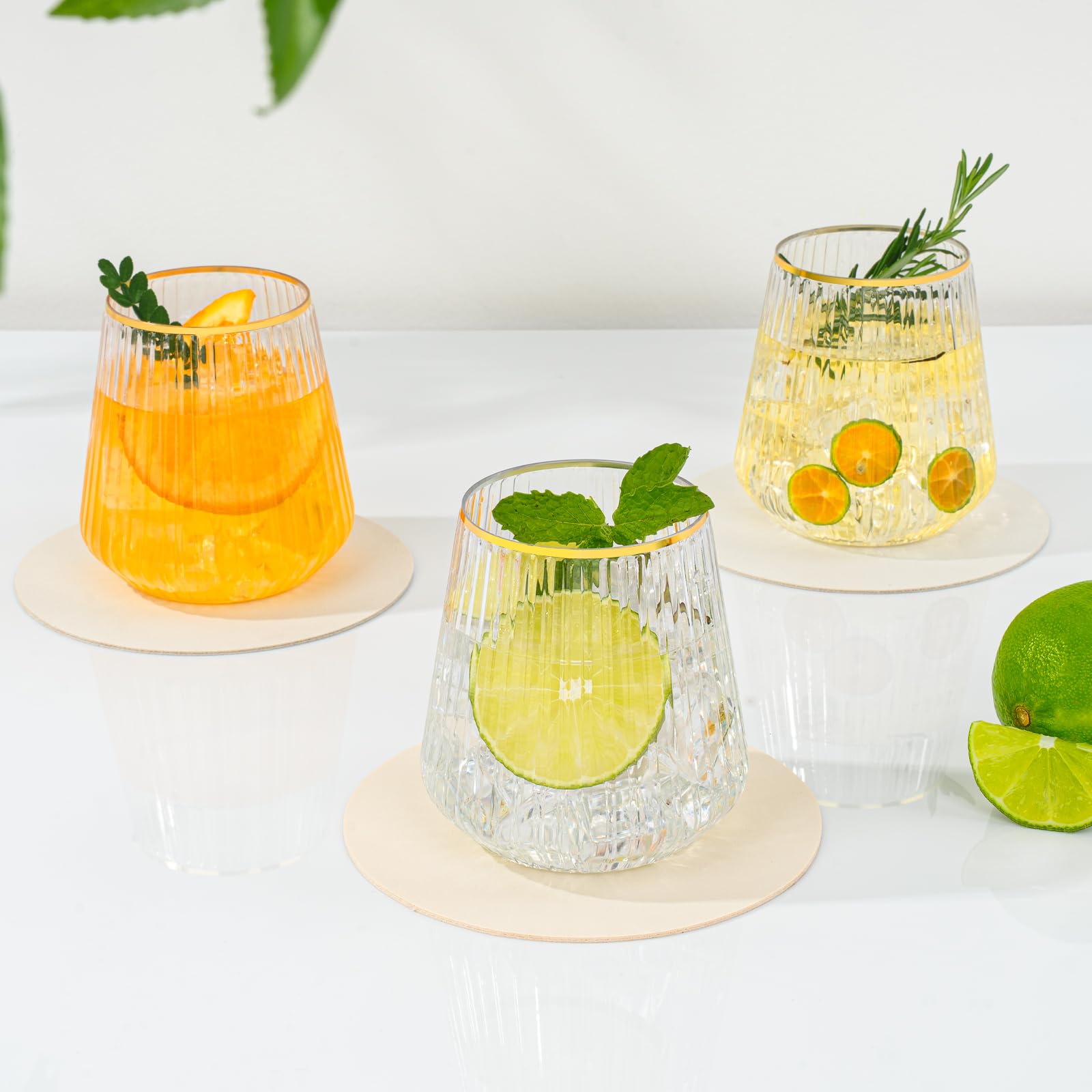 BESTSTAR 12oz clear disposable glasses suitable for champagne, cocktails, or water.