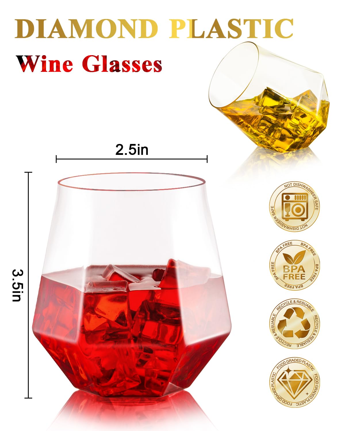 BESTSTAR 12oz unbreakable plastic wine glasses ensure mess-free parties and outdoor events.