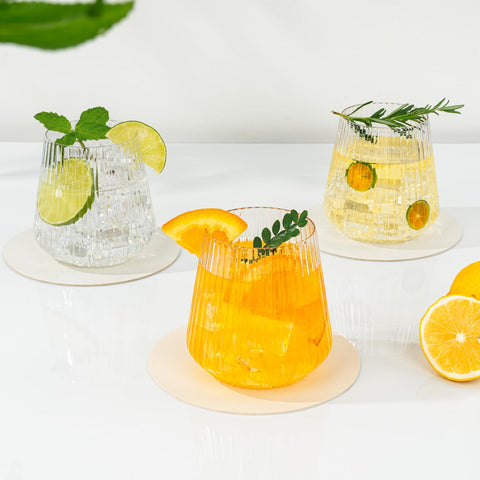 BESTSTAR 12oz capacity glasses ideal for whiskey, cocktails, champagne, or water.