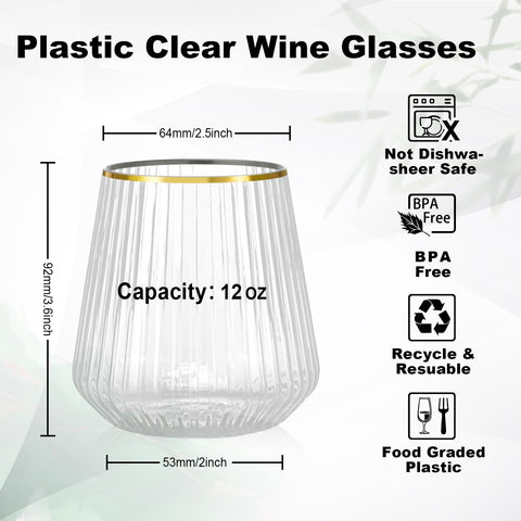 BESTSTAR Gold rim clear plastic glasses showcase upscale style for parties and catered events.