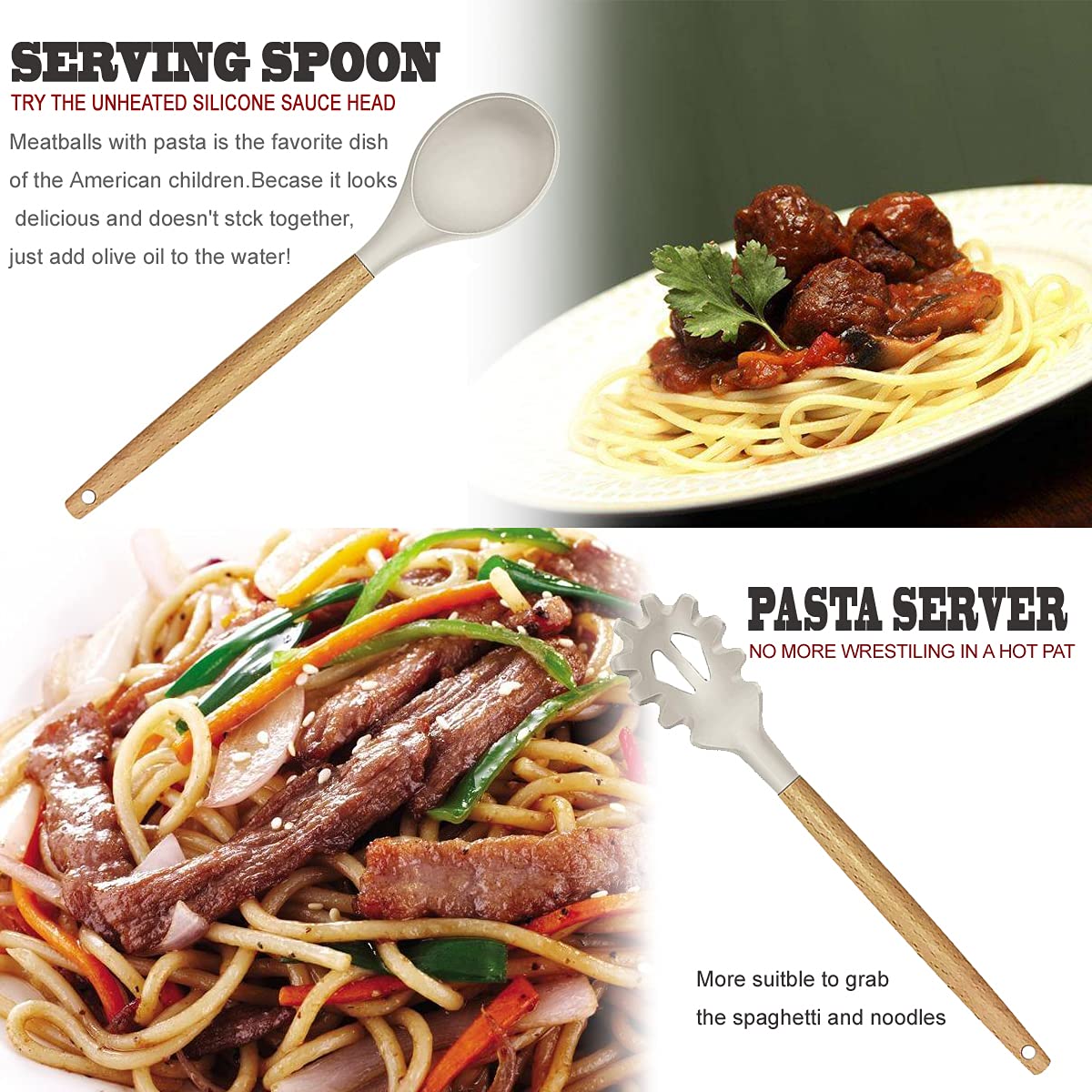 BESTZMWK kitchen tongs with silicone tips for safe flipping