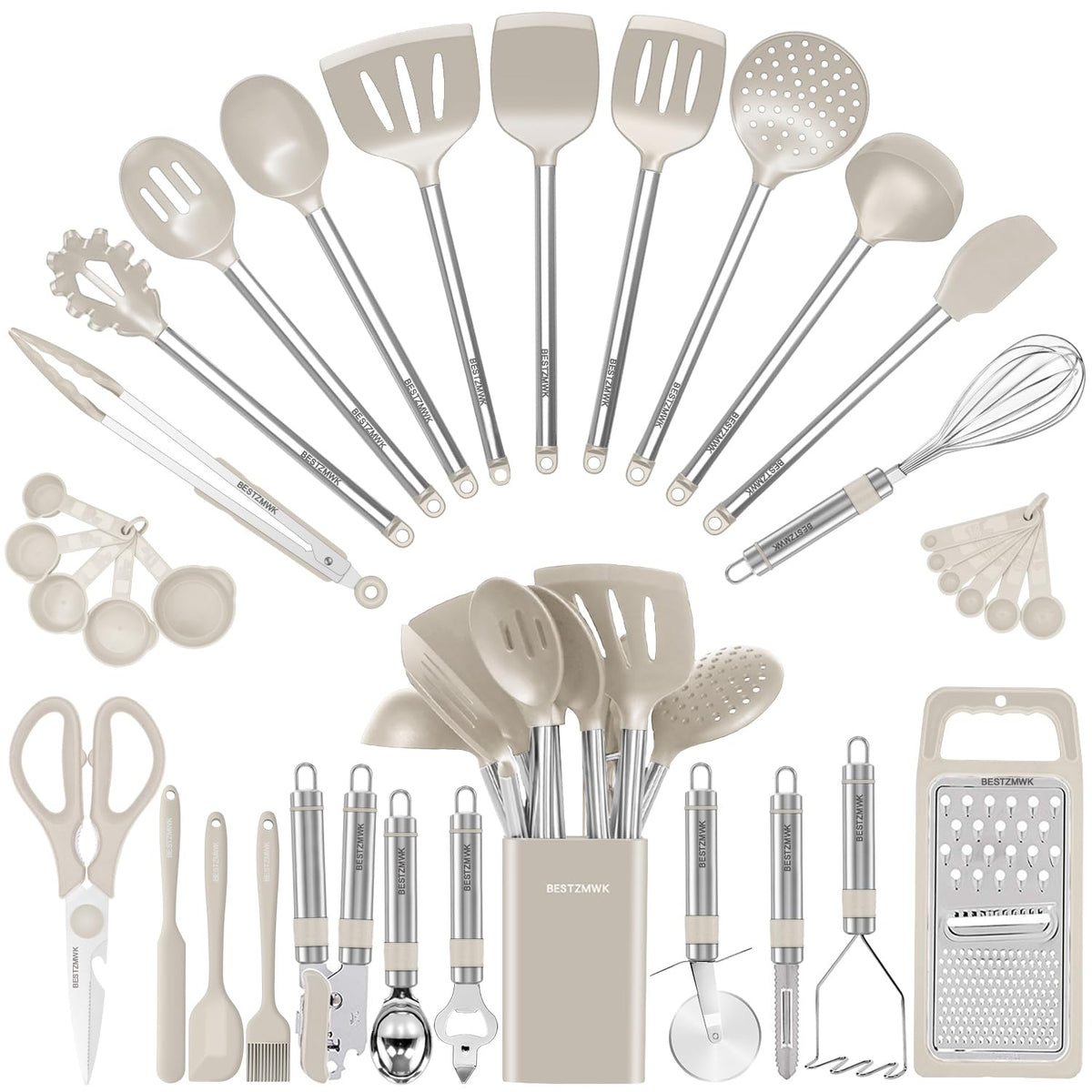 BestZMWK Kitchen Utensil Set 33 pieces for a complete cooking kit.