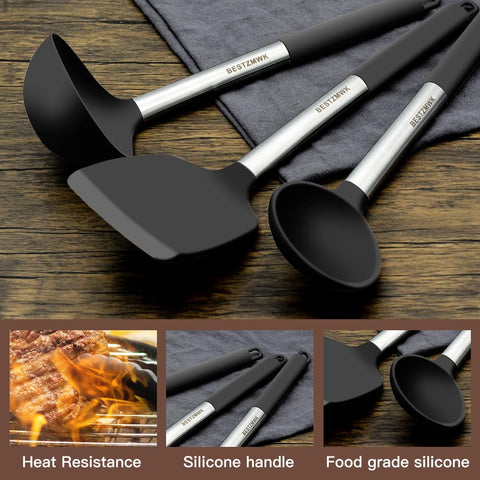 BESTZMWK Kitchen tongs enable controlled flipping and mixing.