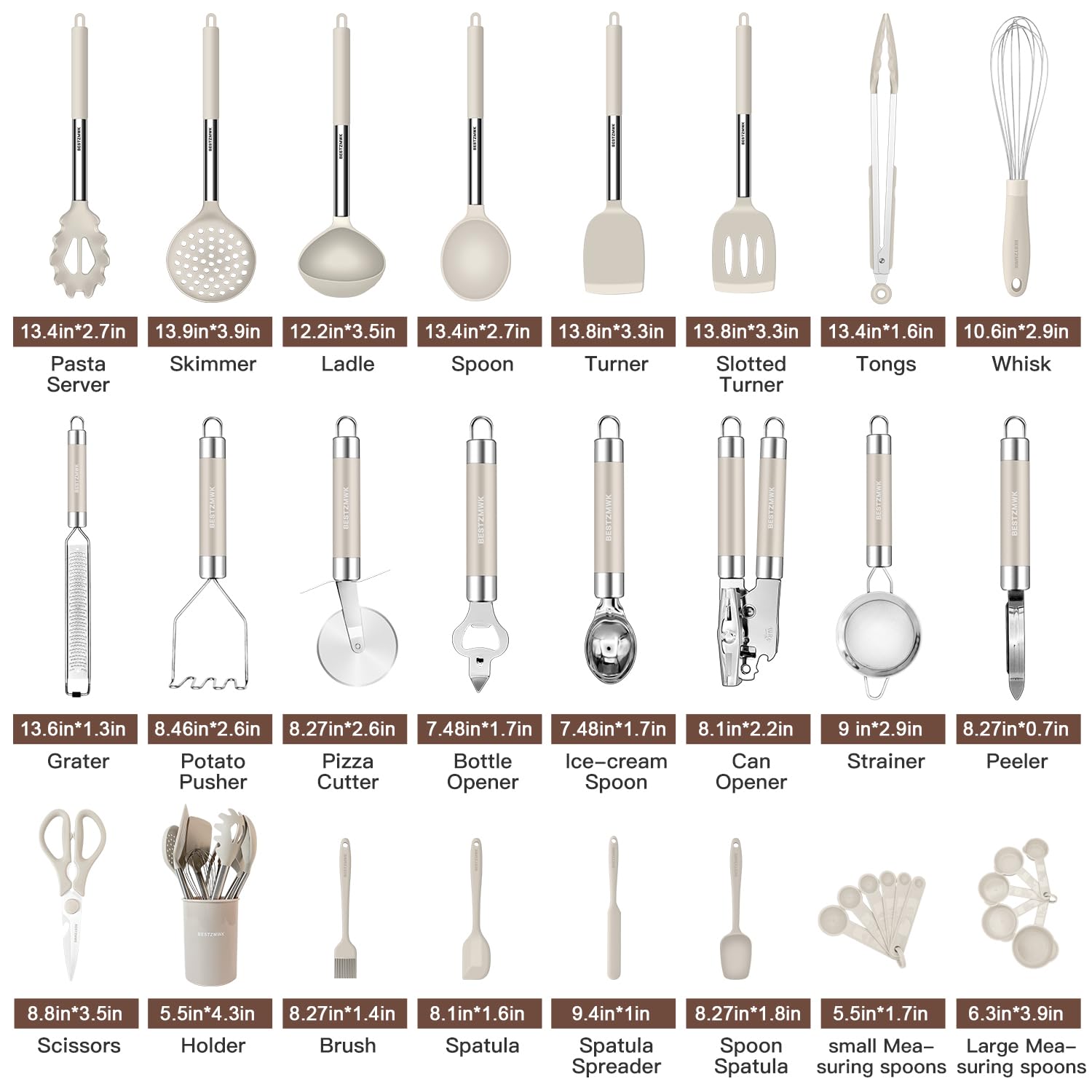 BESTZMWK silicone utensil heads optimized for non-stick cookware protection.