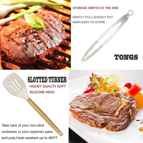 BESTZMWK solid spoon with wooden handle for comfortable stirring