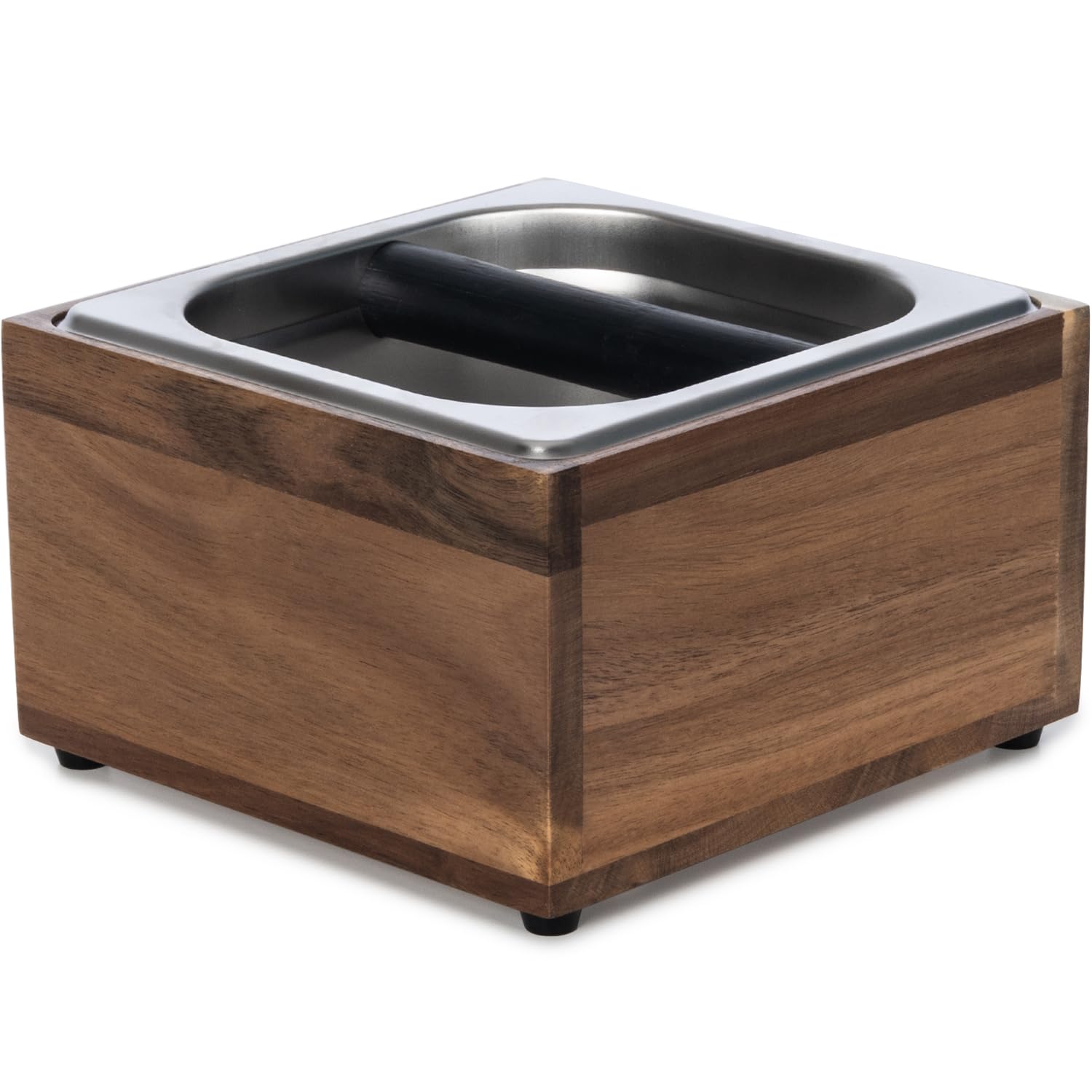 BESZONE Knock Box Espresso with padded bar for quieter puck disposal.