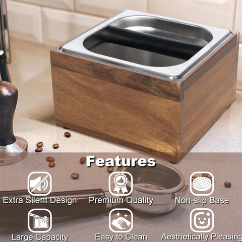 BESZONE Knock Box with large capacity for multiple espresso pucks.