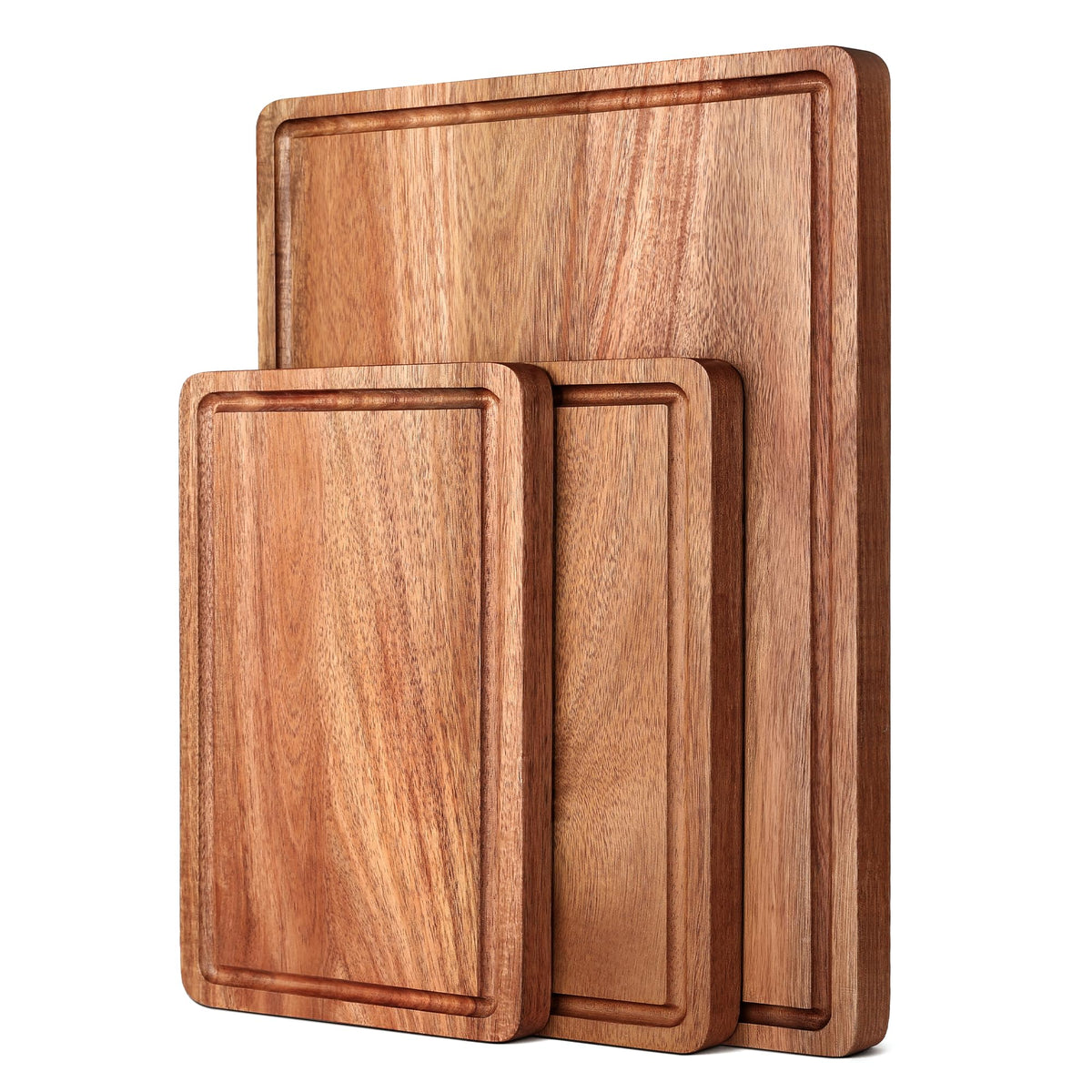 BETOLEAN Acacia wood cutting board set—overall view of the 3-piece collection for organized prep.