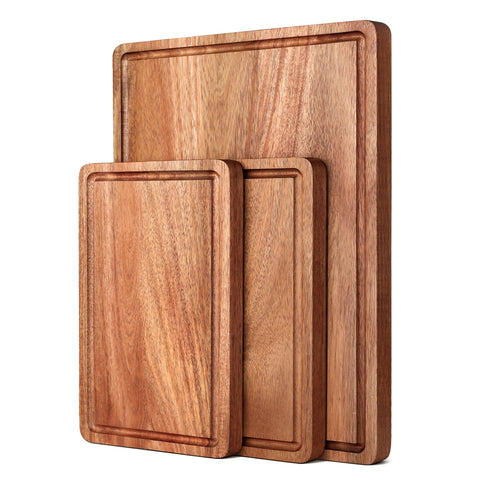 BETOLEAN Acacia wood cutting board set—overall view of the 3-piece collection for organized prep.