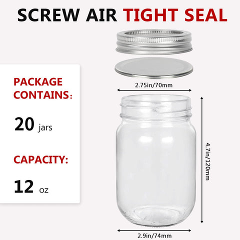 Betrome 360ml mason jar bundle in front view, transparent glass for easy identification.