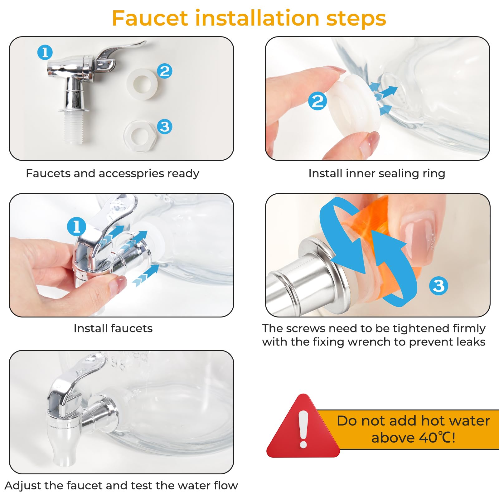 Easy to clean Betrome glass dispensers for quick after-party maintenance.