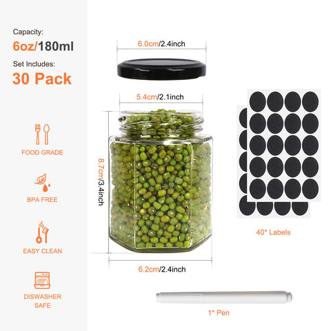 Betrome hexagon jar with lid, perfect for honey, jams, or spices