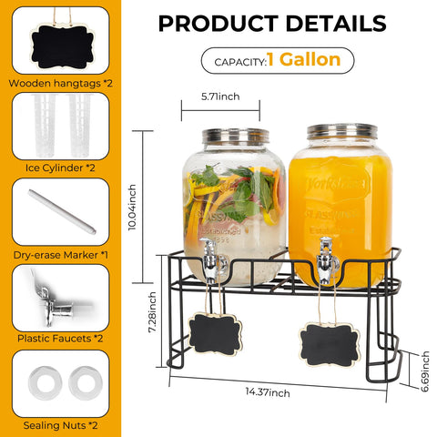 Betrome lemonade dispenser with ice cylinder to keep drinks cool during service.