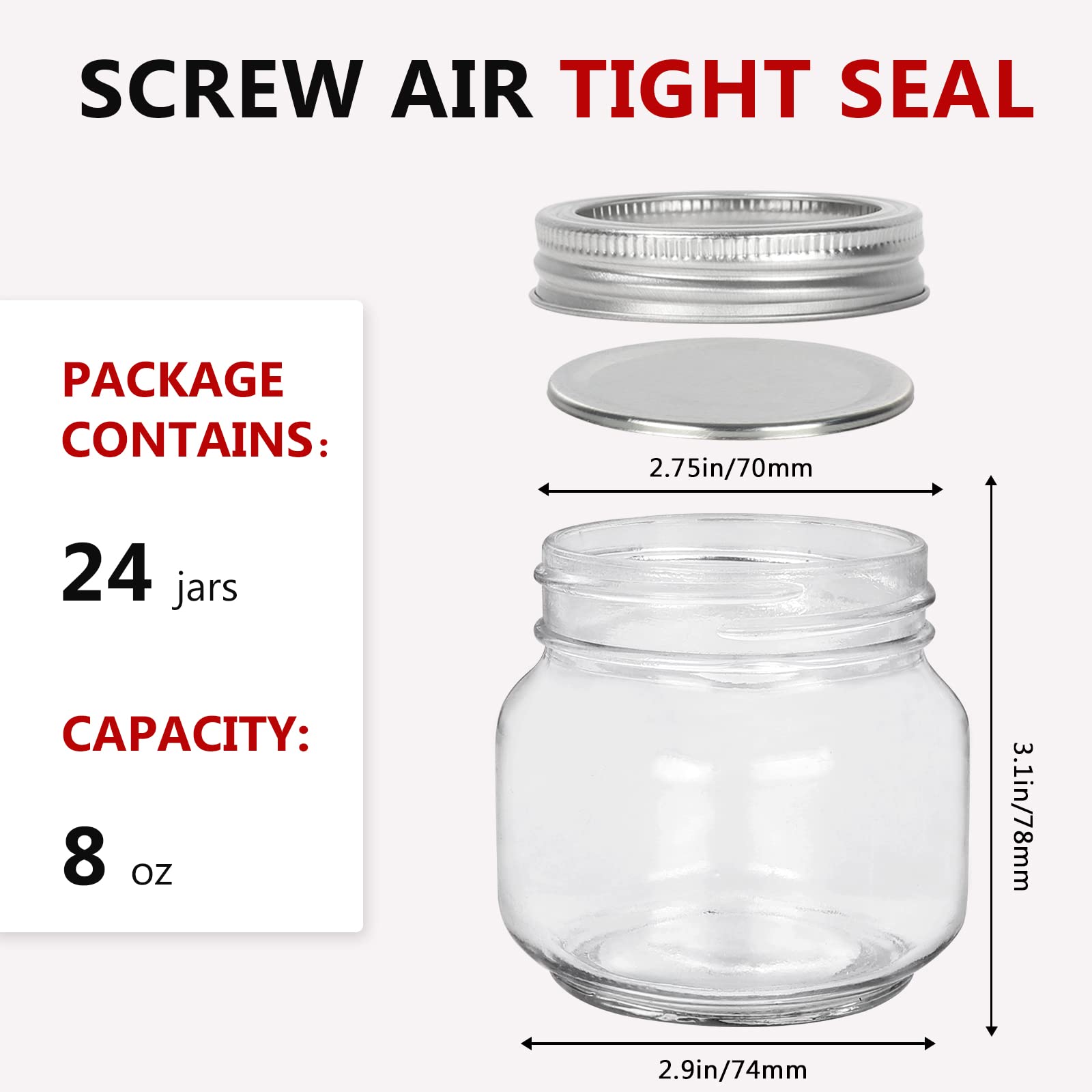 Betrome thick glass jar with clear body for easy content identification