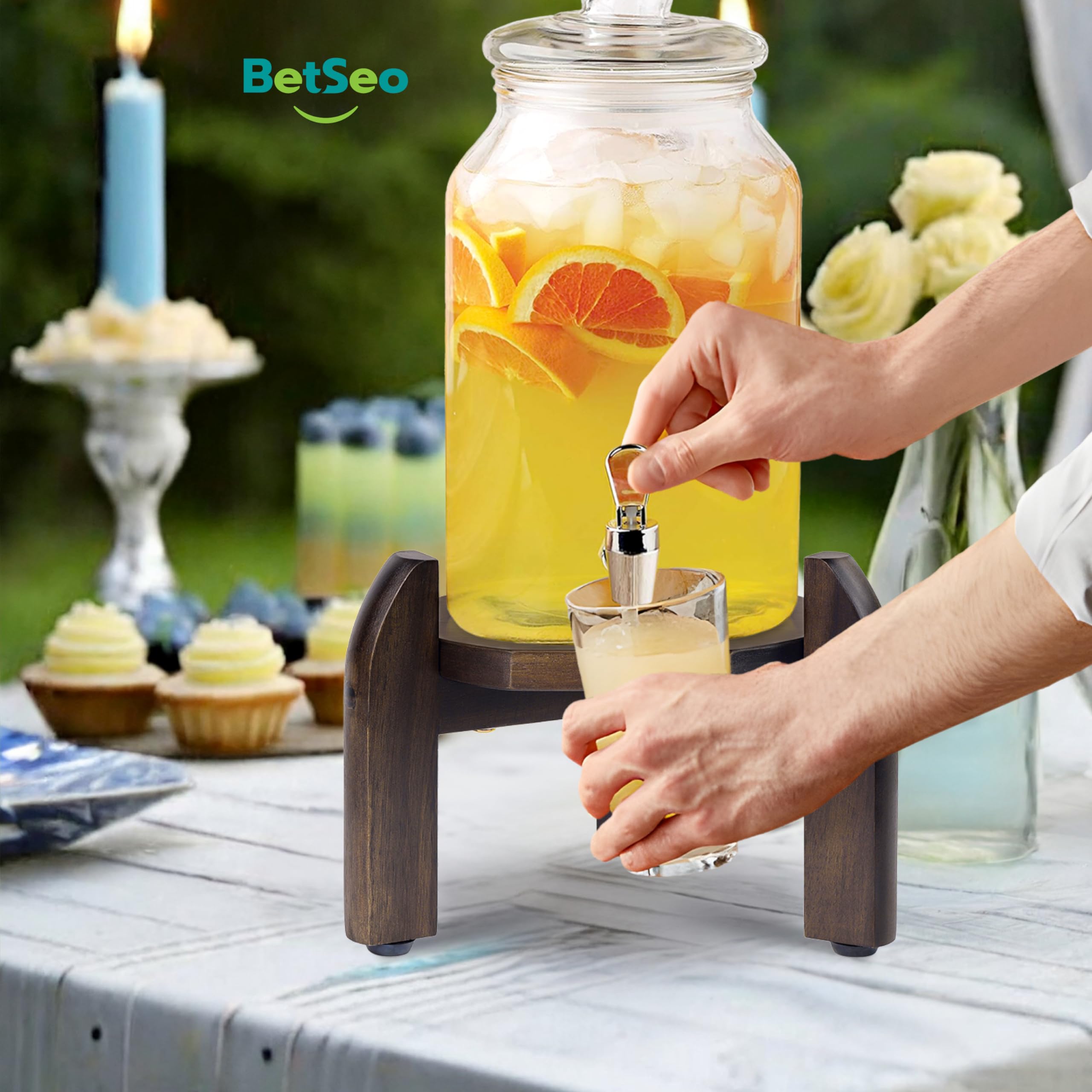 BETSEO 45-pound capacity stand holds heavy dispensers securely during events.