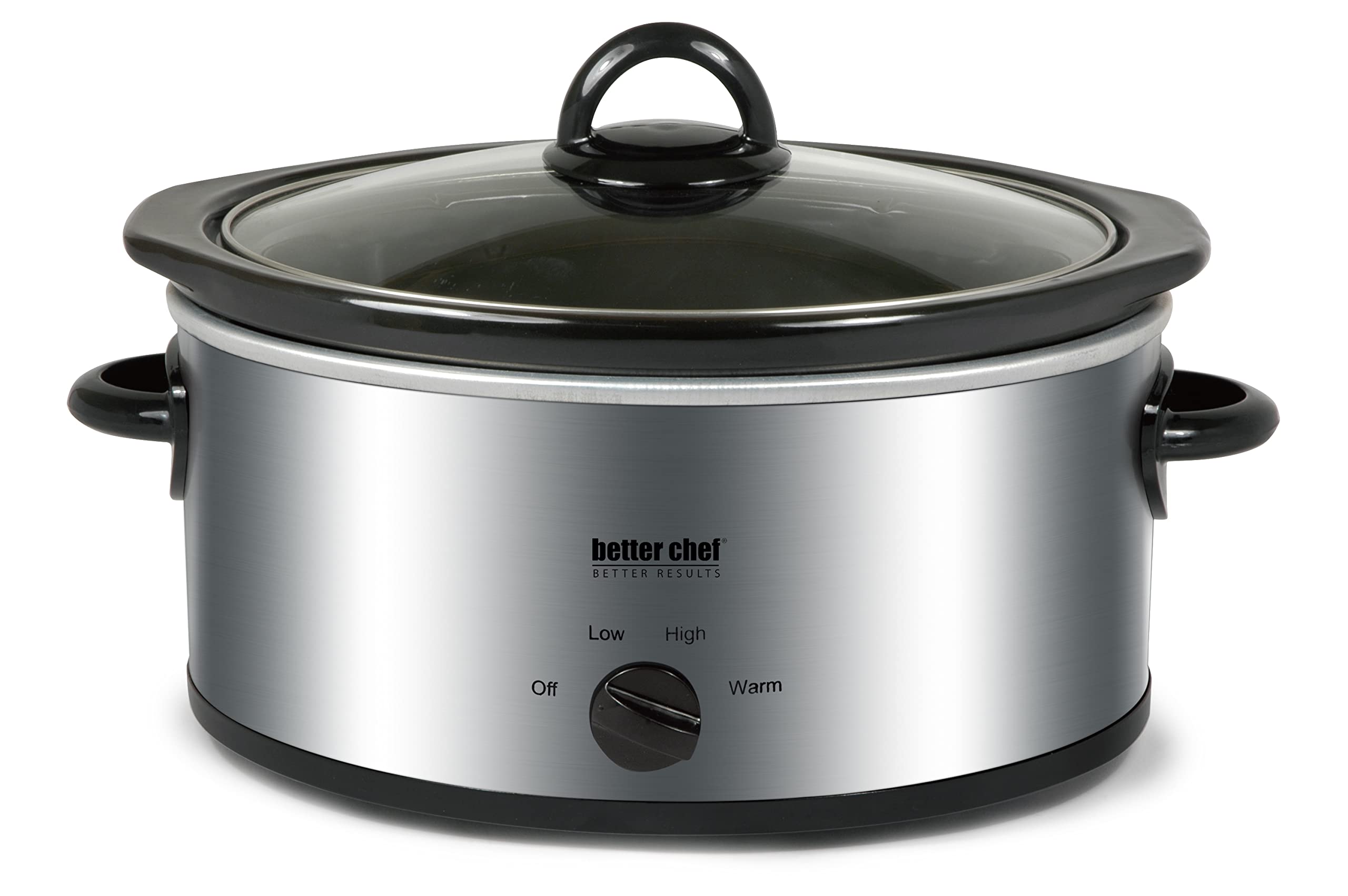 Better Chef oval slow cooker with glass lid highlighting 3-quart capacity for family meals.