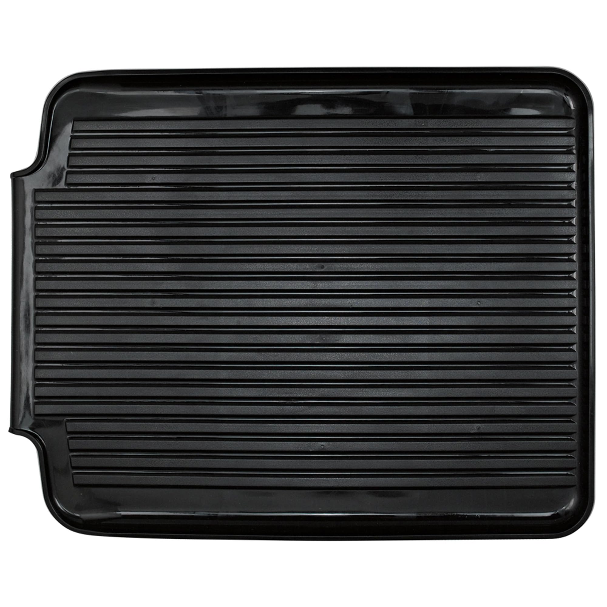 Better Houseware mat with angled grooves directs water back to the sink.