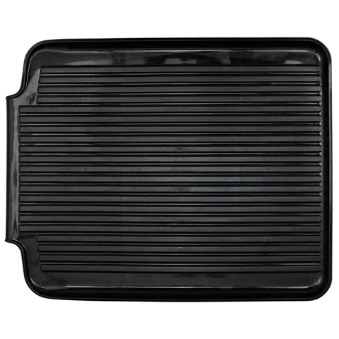Better Houseware mat with angled grooves directs water back to the sink.