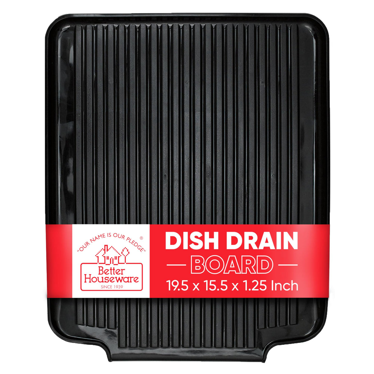 Better Houseware dish drainer mat in black keeps countertops dry.
